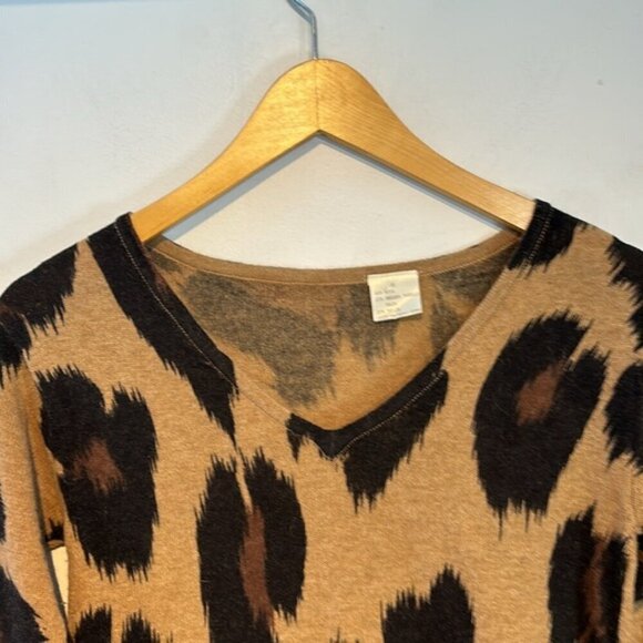 Leopard Print Wool Blend Bodycon Knit Dress - Picture 9 of 9